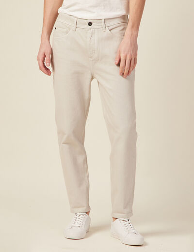Jeans tapered 5 poches beige homme