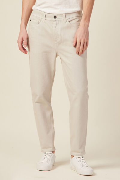 Jeans tapered 5 poches beige homme