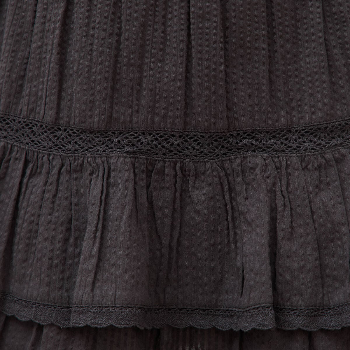 Mini-jupe fluide en coton doubl&eacute;e noir femme