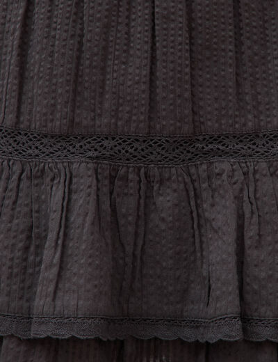 Mini-jupe fluide en coton doubl&eacute;e noir femme
