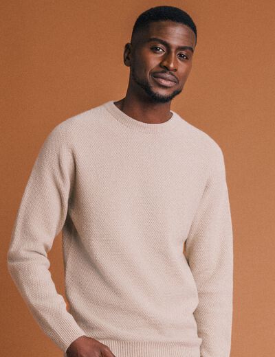 Pull manches longues fabriqu&eacute; en France sable homme