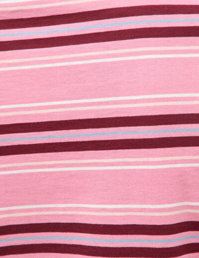 T-shirt ray&eacute; col rond manches courtes vieux rose femme