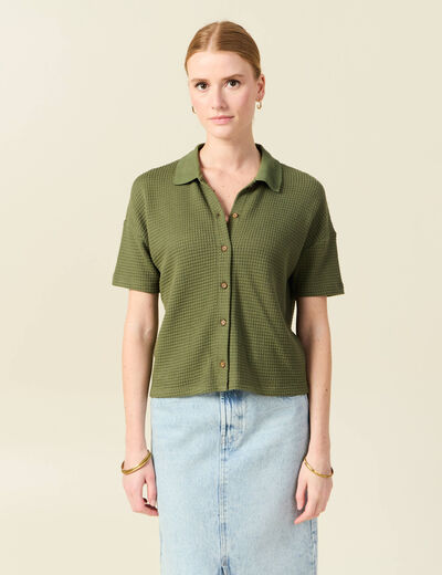 Polo éco-responsable vert kaki femme