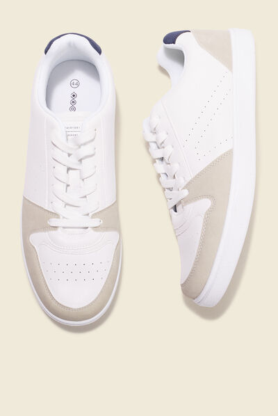 Baskets plates à lacets blanc homme
