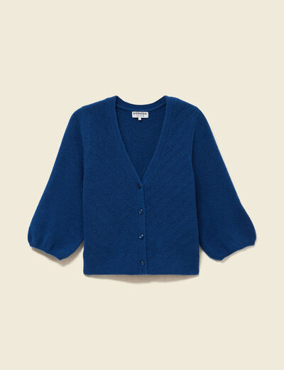 Gilet manches 3/4 bleu marine femme