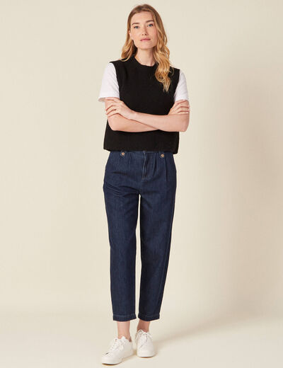 Jeans slouchy taille haute denim brut femme