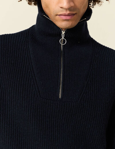 Pull col camionneur bleu marine homme