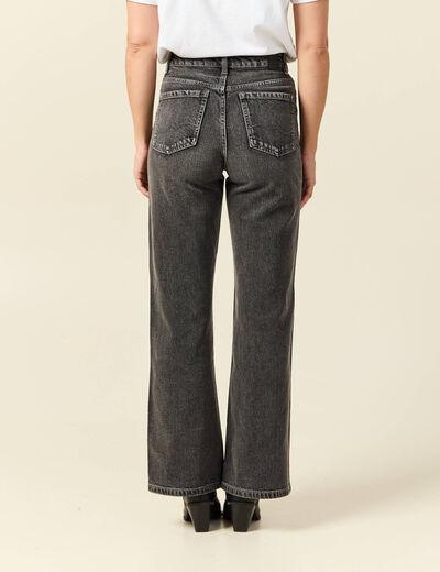 Jeans large taille haute denim snow gris femme