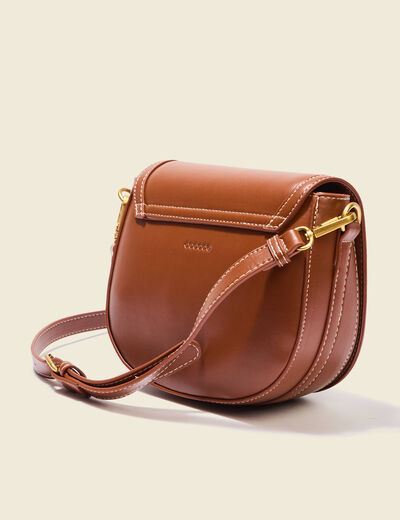 Sac besace arrondi marron femme