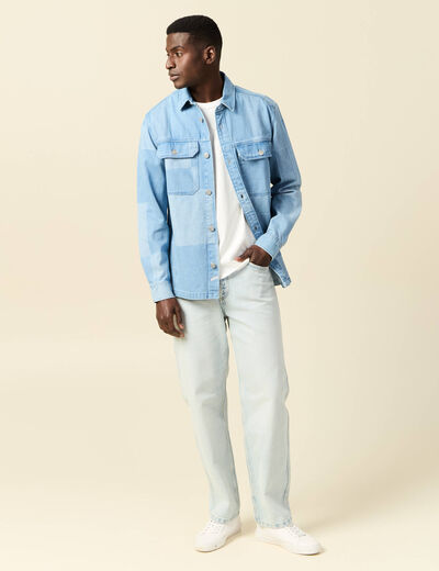 Surchemise en jean denim bleach homme