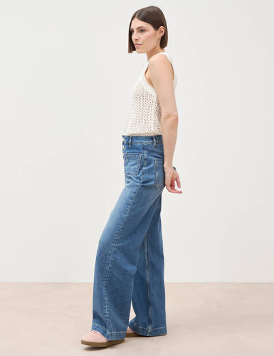 Jeans bootcut taille haute denim stone femme