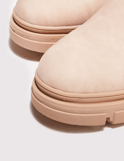 Bottines chelsea crantées creme femme