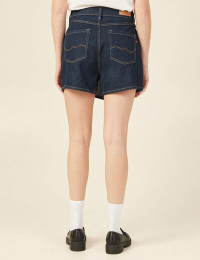 Jupe-short droite en jean denim brut rinse femme