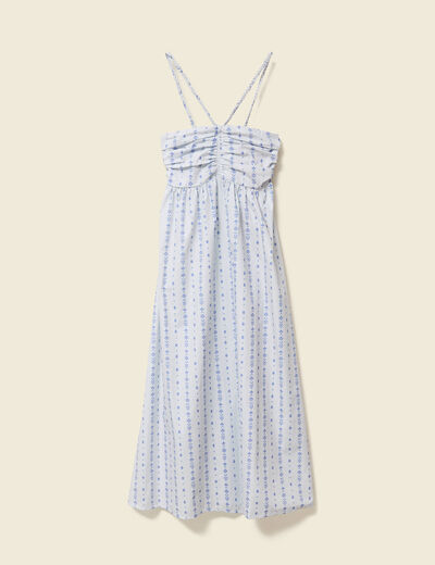 Robe sans manches en coton bleu clair femme
