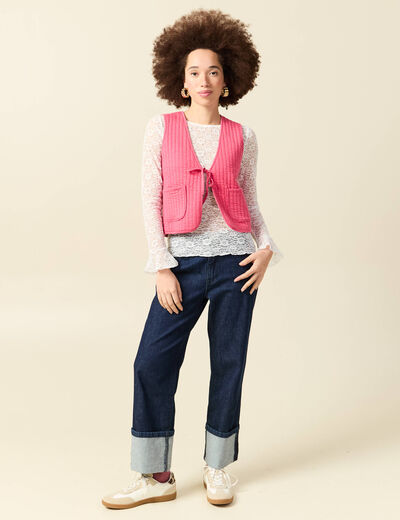 Gilet r&eacute;versible droit sans manches multicolore femme