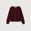 Gilet manches longues col rond bordeaux femme