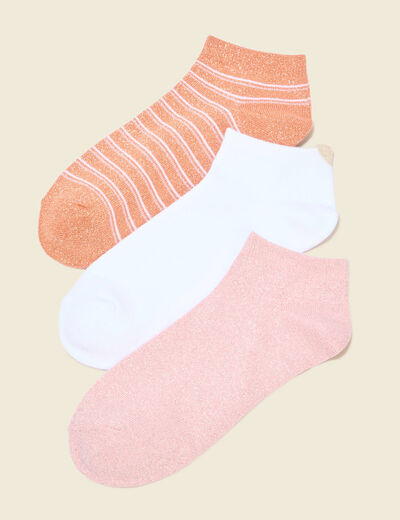 Lot 3 paires chaussettes rose pastel femme