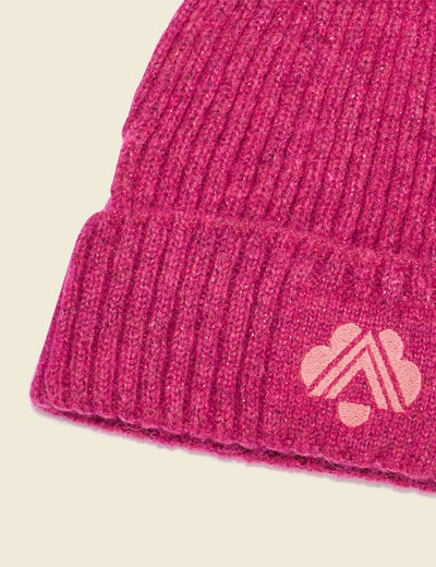 Bonnet tricoté fabriqué en France rose fushia femme