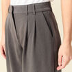 Pantalon large taille haute fluide gris femme