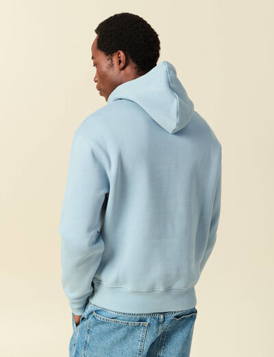 Sweat &agrave; capuche bleu clair homme
