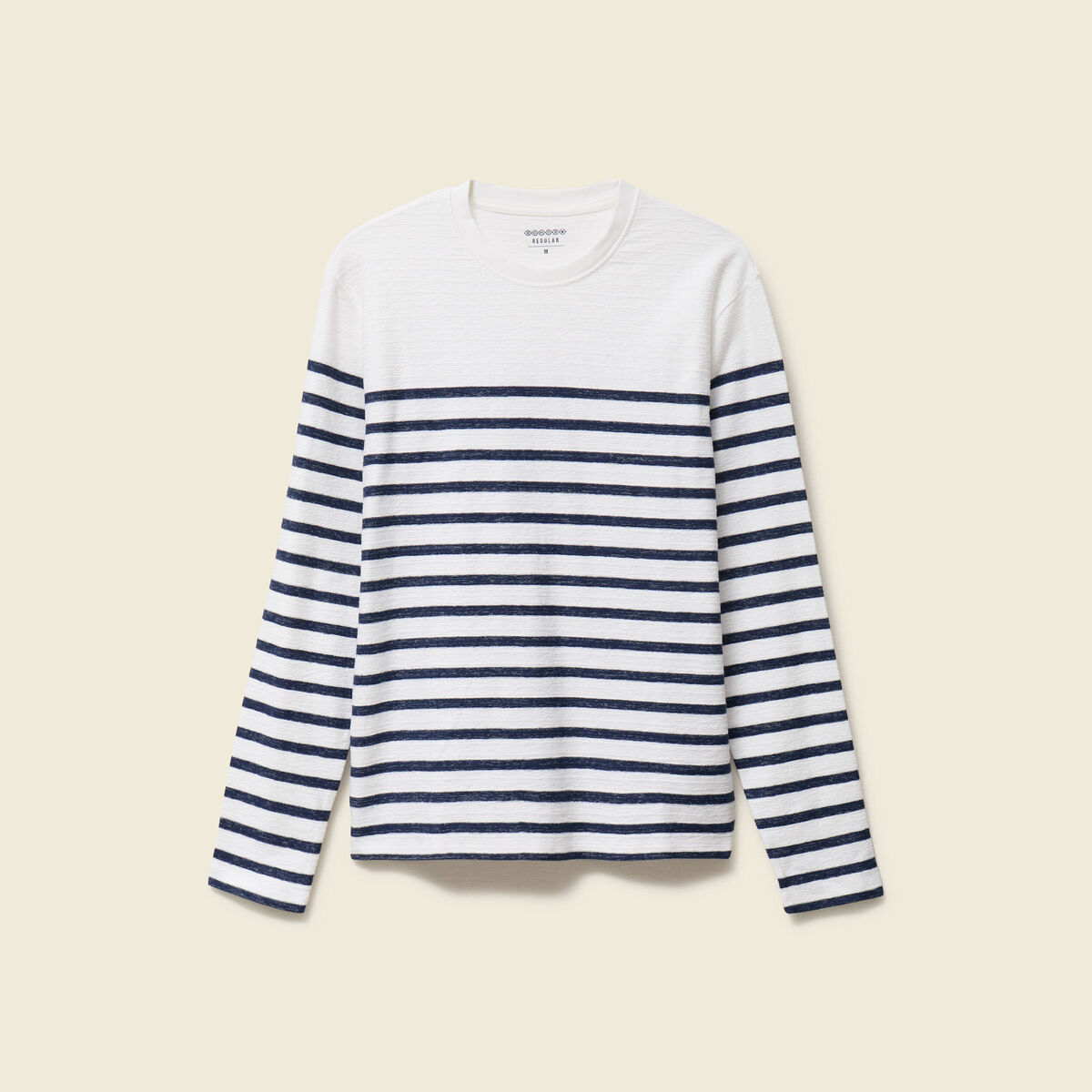 T-shirt ajust&eacute; col rond manches longues ecru homme