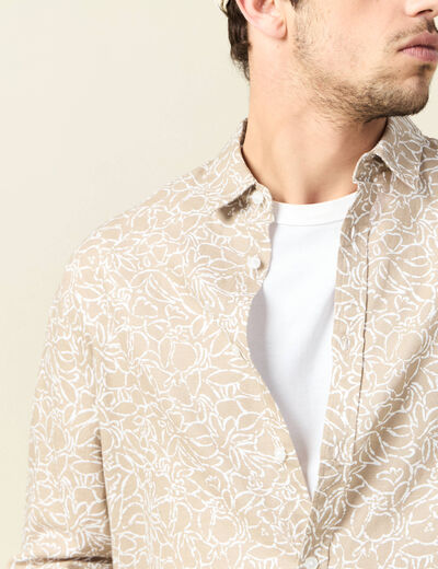 Chemise manches longues beige homme