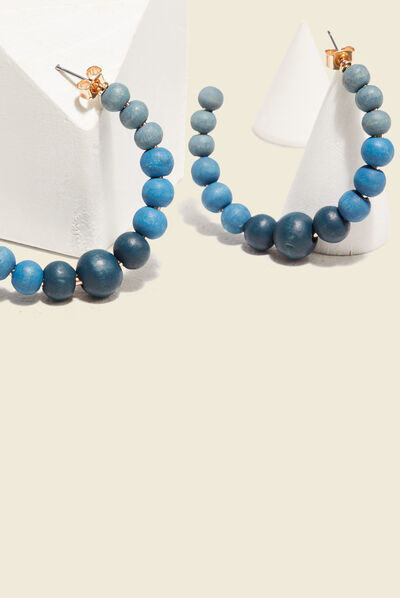 Boucles d'oreilles créoles bleu marine femme