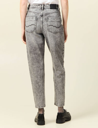 Jeans mom 7/8ème denim snow gris femme