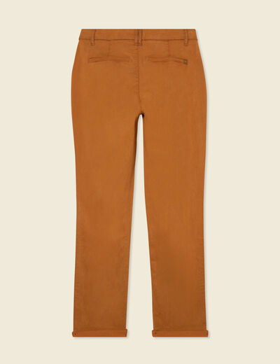 Pantalon chino cigarette marron femme
