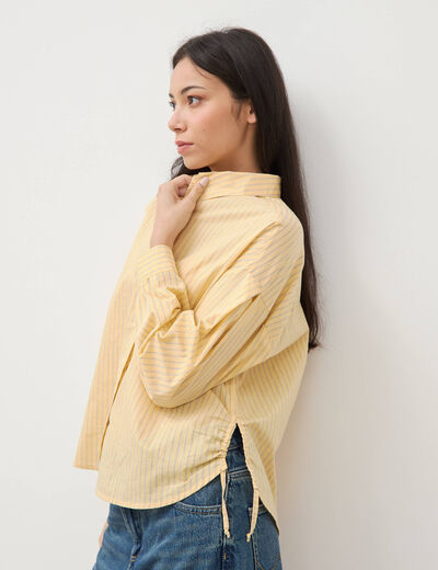 Chemise ample manches longues jaune citron femme