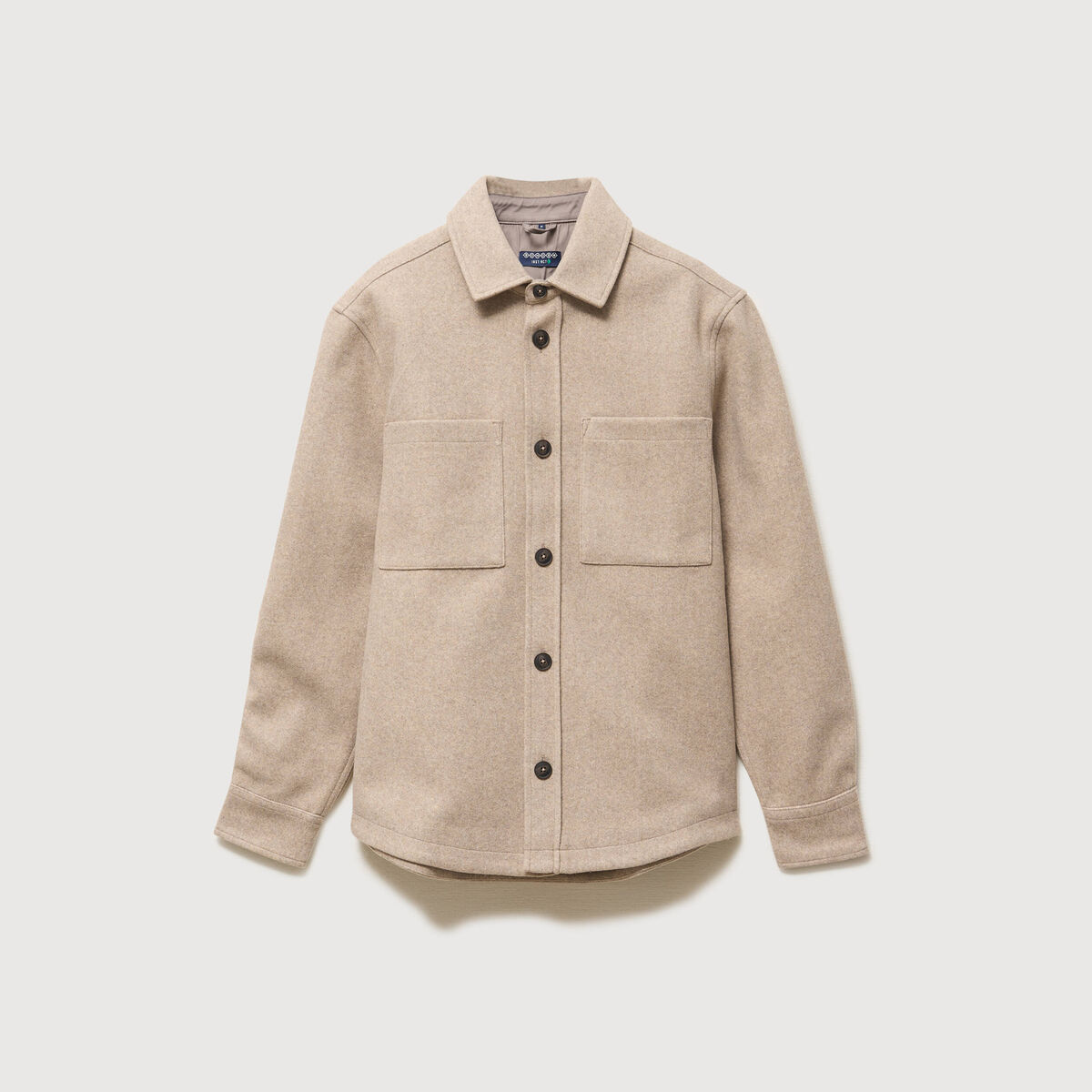 Surchemise boutonn&eacute;e beige homme