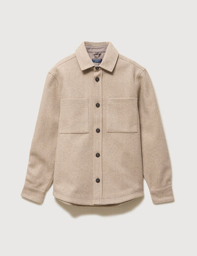 Surchemise boutonn&eacute;e beige homme
