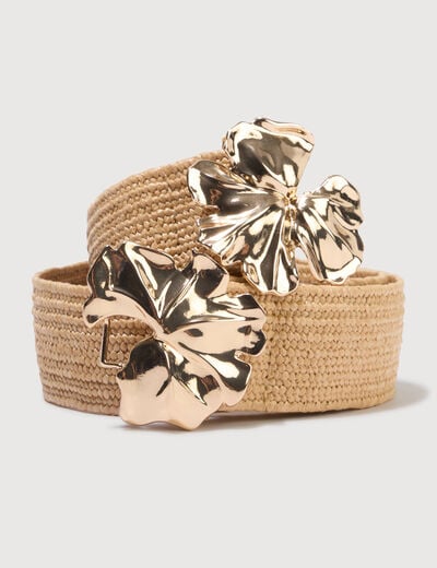 Ceinture tress&eacute;e avec boucle beige femme