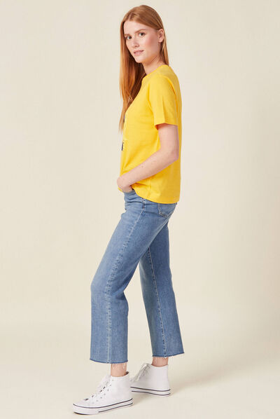 T-shirt manches courtes jaune or femme