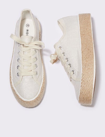 Espadrilles plates avec cordes ecru femme