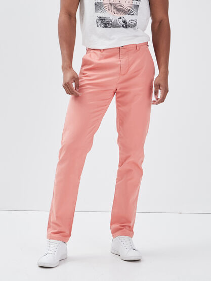 Pantalon slim Instinct chino rose saumon homme