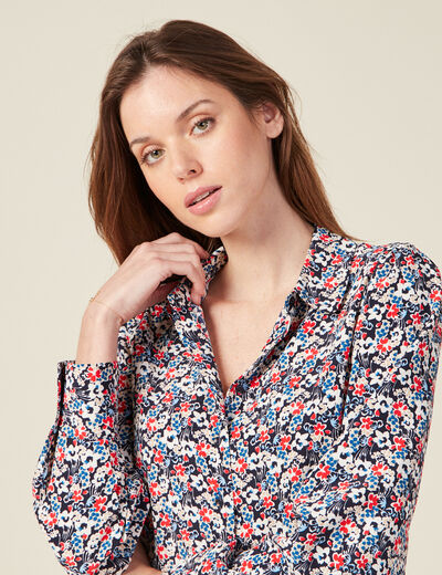 Chemise éco-responsable bleu marine femme