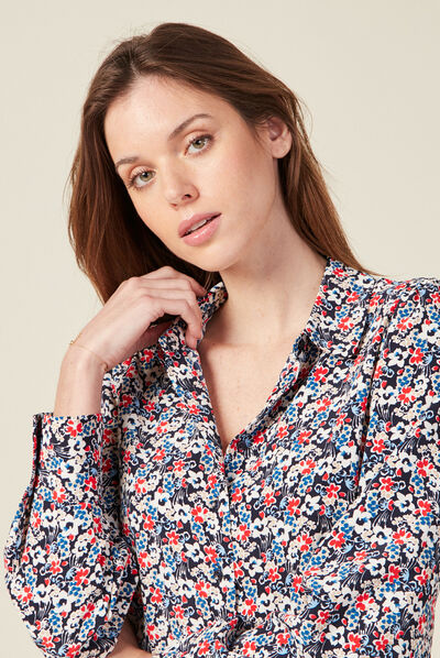 Chemise éco-responsable bleu marine femme