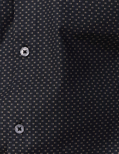 Chemise cintr&eacute;e en coton manches longues noir homme