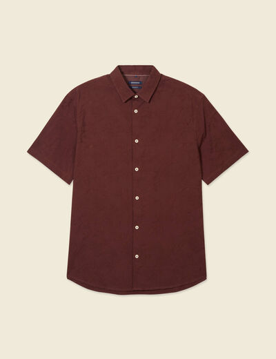 Chemise manches courtes bordeaux homme