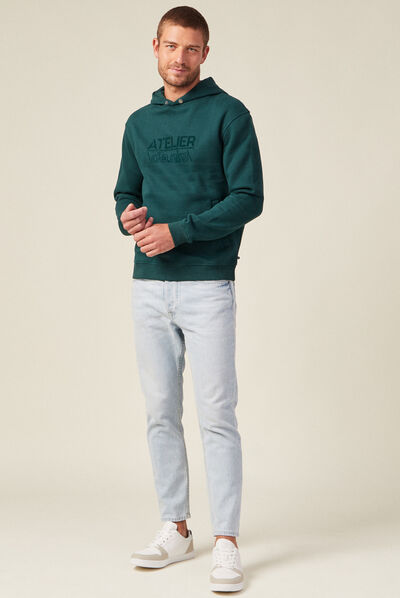 Sweat à capuche vert foncé homme