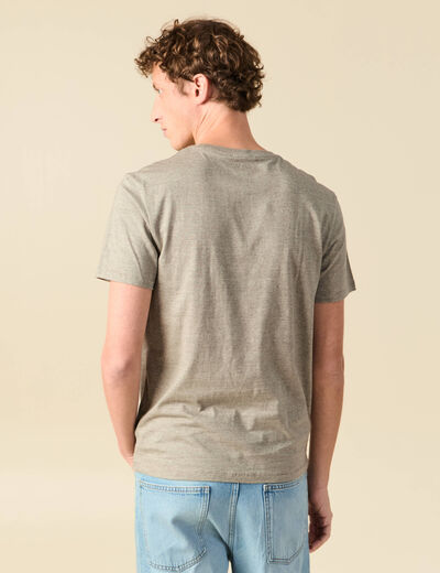 T-shirt cintr&eacute; col rond manches courtes taupe homme