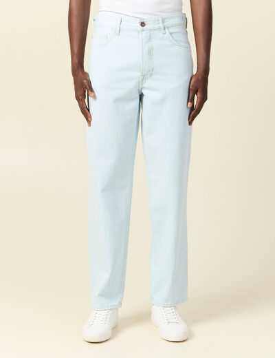 Jeans relax 5 poches denim bleach homme