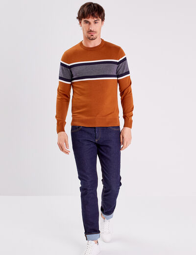 Pull manches longues marron homme