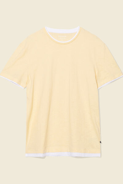 T-shirt manches courtes jaune clair homme