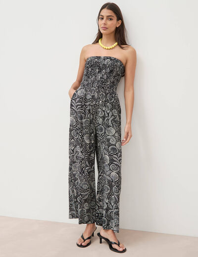 Combinaison bustier sans manches noir femme
