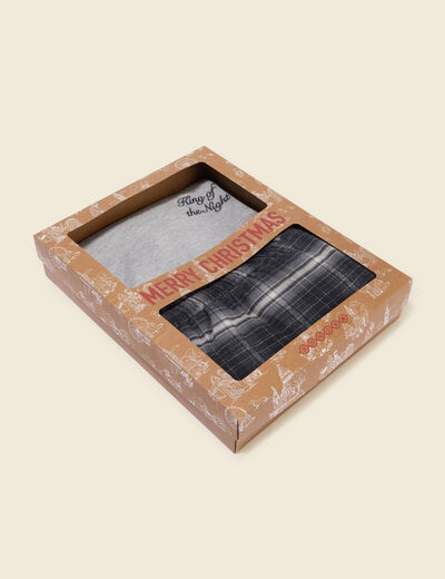 Pyjama haut et bas gris fonc&eacute; homme