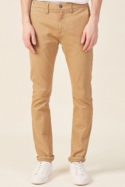 Pantalon chino slim vert kaki homme