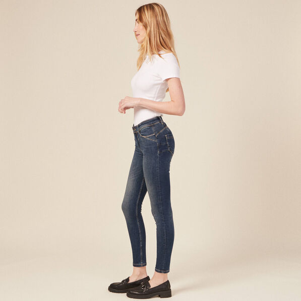 Jeans skinny push up 7/8ème denim brut femme