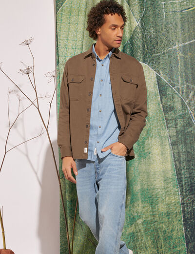 Surchemise manches longues taupe homme